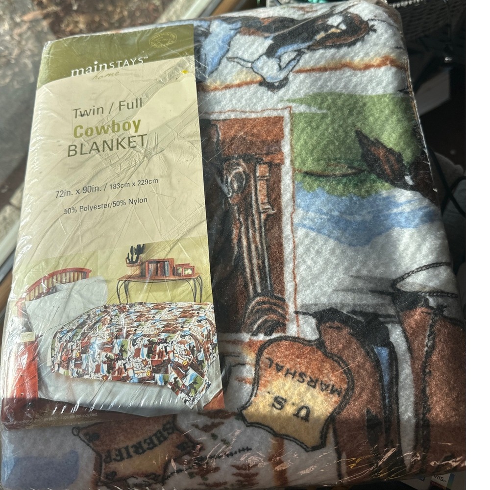 Mainstays Home Twin‎ Full Cowboy Western Sheriff Marshal Blanket
